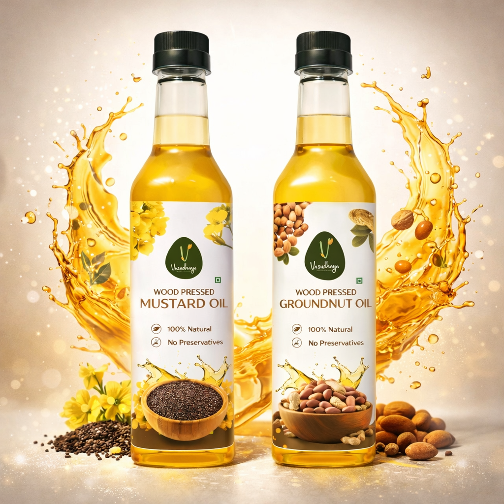 image of two bottles of mustard oil and groundnut oil